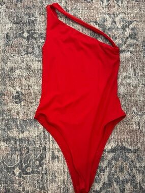 One-Shoulder Red Bodysuit
